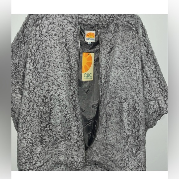 C&C California Sherpa gray with zipper poncho/cardigan S - Picture 5 of 10